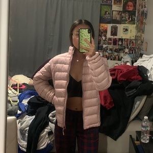 pink puff jacket